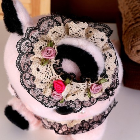Soft toy "cat" with beads, 22 cm, pink color-2