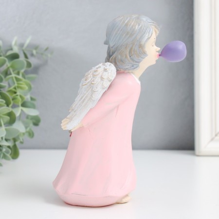 Souvenir Polystone "Angel with a rose, pouts a bubble" 8x8x18 cm-2