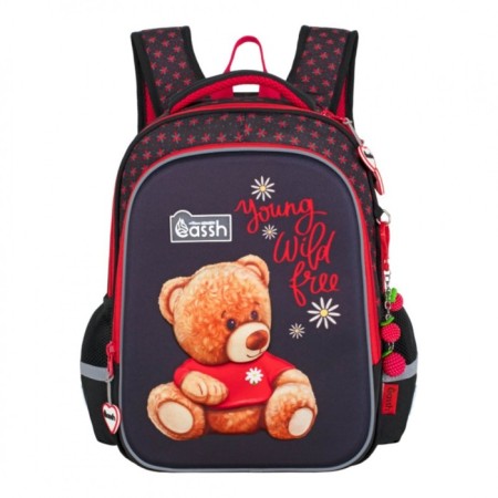 School backpack 37 x 28 x 13 cm, ergonomic back, Across 557, black/red CS23-557-10-1
