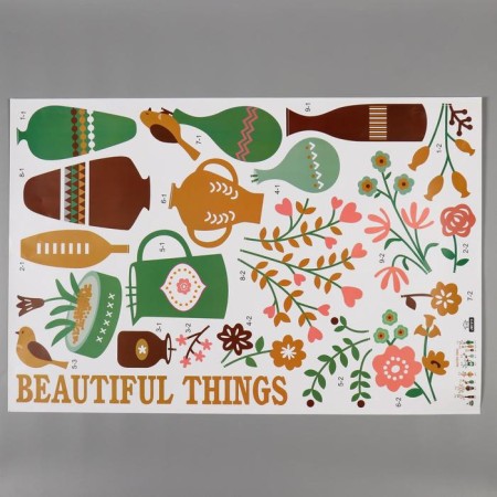 Sticker Plastic Interior color "Flowers in vases" 60x90 cm-1