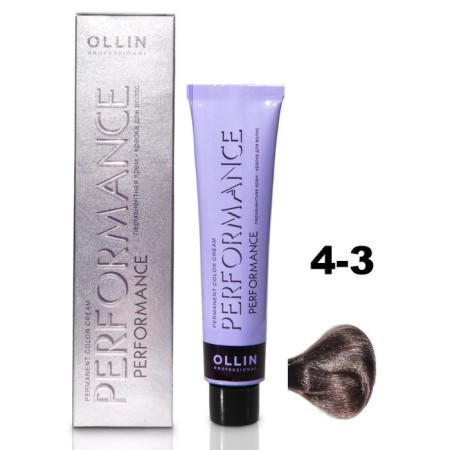 OLLIN PROFESSIONAL PERFORMANCE hair cream, tone 4/3 Golden brown-haired, 60 ml