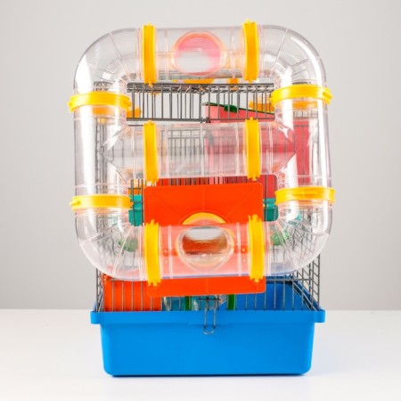 Mini cage for rodents, two -tier, with a shelf, house and a mix of labyrinths-13