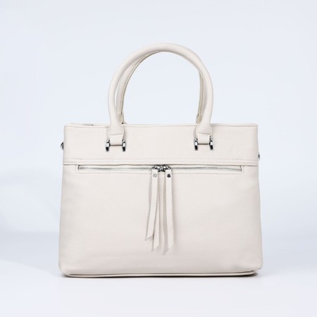 Luggage bag on lightning, 2 external pockets, milk color