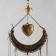 Wind music metal, plastic "necklace and heart" 4 tubes 5 bells 54 cm