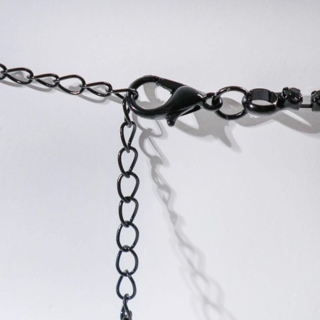 Set 2 objects: earrings, necklace “vernissage” drop, emerald color in ferrous metal, 30 cm-2