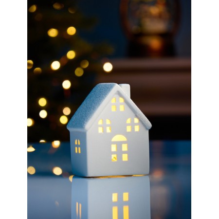 LED figure "House with windows" 8.1x5.7x10.1 cm, 1 LED, LR44X3 (in the set), T/white