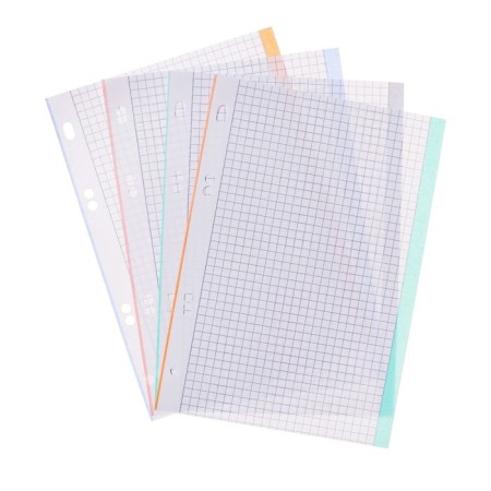 Smooth block for notebooks on A5 rings, 80 sheets in a cage, multi -color cut, in individual packaging, block 65 g/m2-4