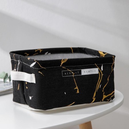 Storage basket with handles of the shade "Marble", 23 × 16 × 12 cm, black color