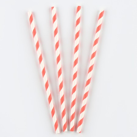 The cocktail tube "Spiral", set 25 pcs., White-pink color