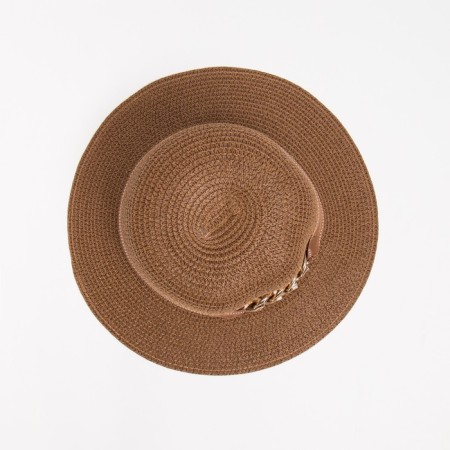 Women's hat with a minku chain color brown, size 56-58-3