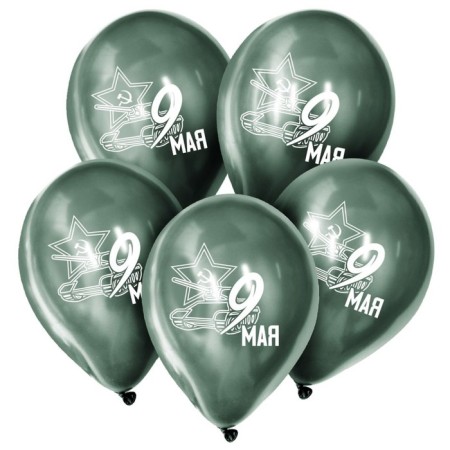 Latex ball 12 "May 9", chrome, 5 pcs.-1