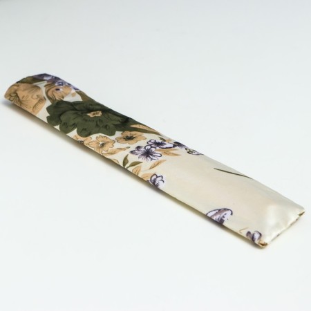 Fan bamboo, textile h = 21 cm "flowers" with a cover, beige-6