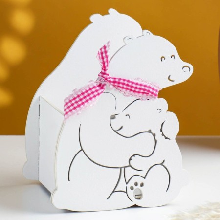 Wooden Kashpo "Momno heat" 12x9.5x15 cm white
