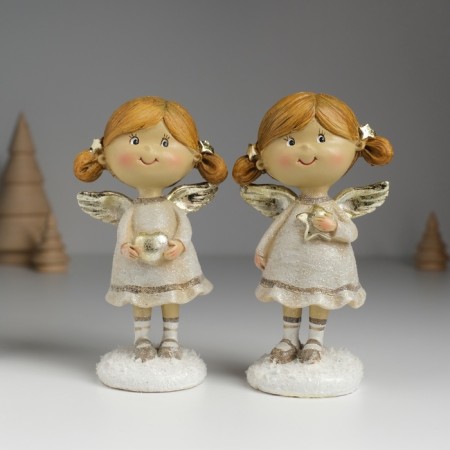 Polystone souvenir "Angel with tails, in a gray dress" Mix 6.5x4.5x12 cm