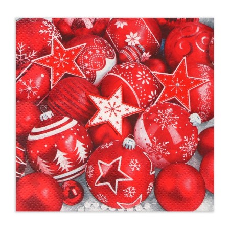 New Year's napkins paper bouquet de luxe “New Year's composition, red”, 3 layers, 24x24 cm, 25 pcs.-1