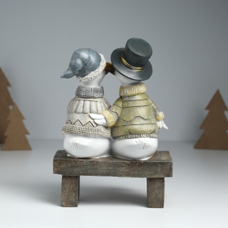 Polystone souvenir "Geese on a bench - a festive evening" 15x10.5x20.5 cm-3