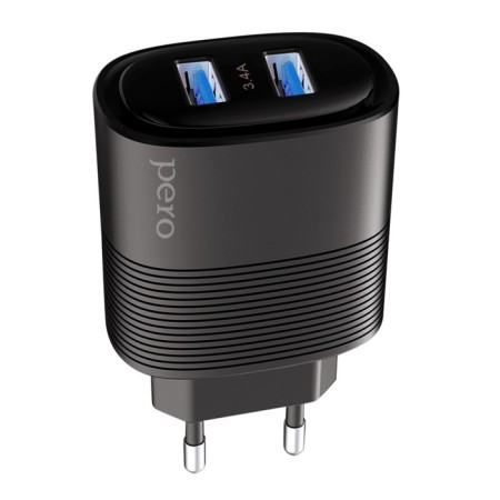 Network charger PERO TC08 Auto Max, 2 USB, 3.4 A, black-1