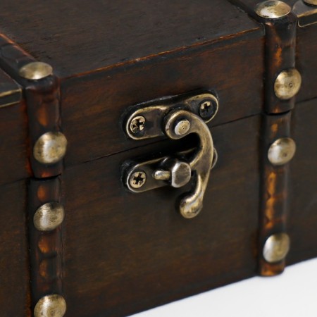 Casket wood chest "Galleya" with rivets 15x15x7.5 cm-1