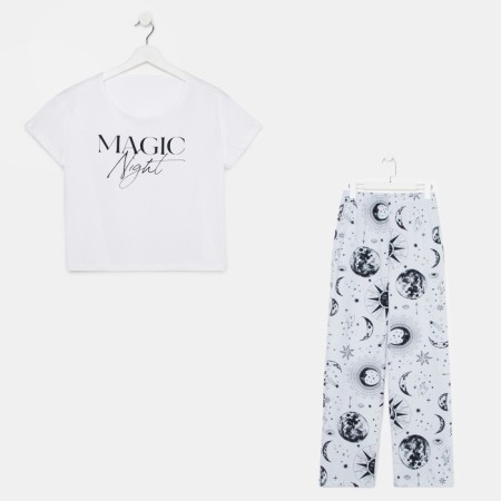 Female pajamas (T-shirt and trousers) KAFTAN MAGIC Night size 44-46, white-5