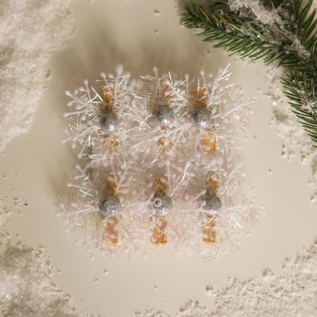 Brongs for the decor "Snowflakes" silver, 6 pcs.-2