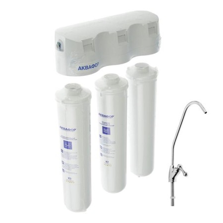 System for water filtering "Aquaphor" Crystal, K3/K2/K7, 26x9x35 cm, with a crane, 2.5 l/min