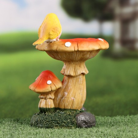 Garden figure - a drinker "Bird on a mushroom" 13x15x20cm ////-2