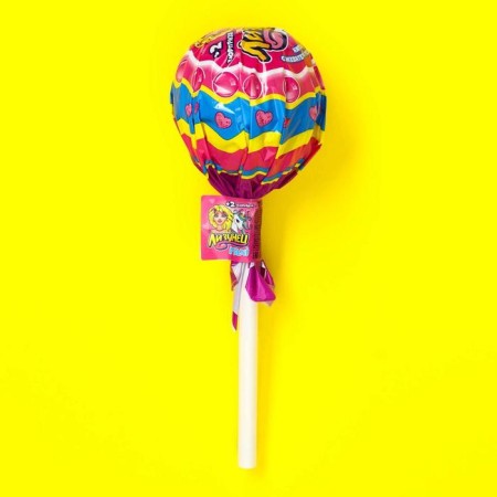 Caramel "Lizunets" on a stick with a chewing elastic band, for girls, 125 g