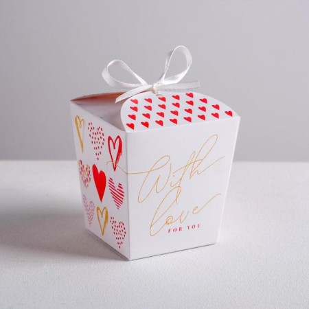 Bonbonniere box, gift packaging, “With Love”, 7.5 x 8 x 7.5 cm