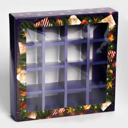 New Year. Box under 16 sweets "Fairy Tale!", 17.7x17.7x3.8 cm, confectionery packaging-1