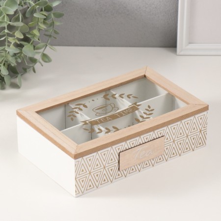 Casket tree with divisions "Triangles Ornament" White with gold 23x15x7 cm