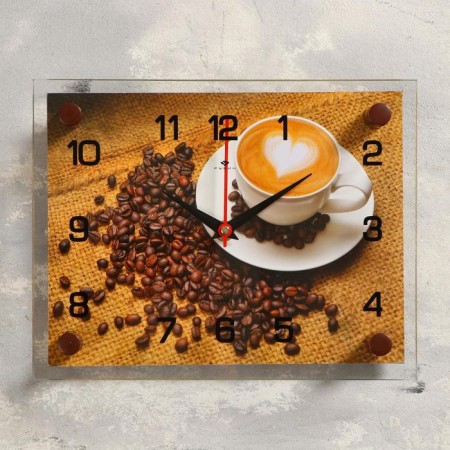 Wall clock: kitchen, "coffee", silent, 20 x 26 cm