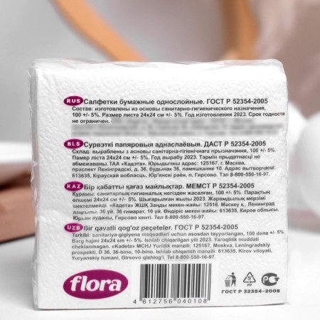 Paper napkins, 24x24 cm, 100 pcs, white-6