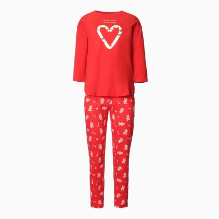 Female home set (jumper/pants), red color, size 52-4