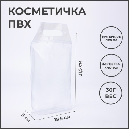 Cosmetic bag on the buttons, the color is transparent/white