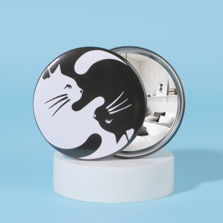 Mirror "cats", d = 7 cm, white/black color-1