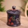Jars with a wooden lid, batik 12x12x15 cm