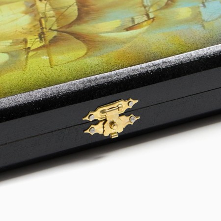 Wooden backgammon large, board game "Sea", 50 x 50 cm-4
