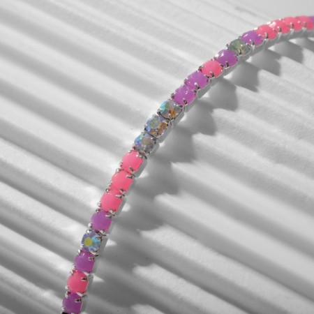 Bracelet "ice" 2 mm, coquetry, pink-violet in silver-1