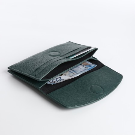Women's wallet on magnet, green color-3