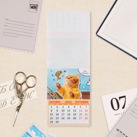 The calendar torn on the magnet "Funny cats" 2025, 9.5 x 13 cm-1