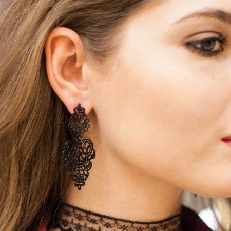 Earrings Metal "chandeliers" Monelia, black color-2