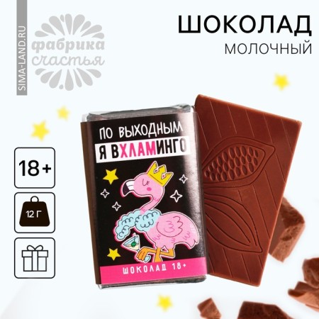 Milk chocolate "I am VHLAMINGO", 12 g (18+)
