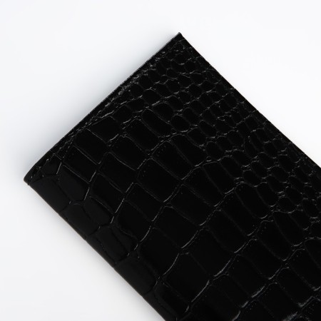 Passport cover, 5 pockets for cards, crocodile, black color-2