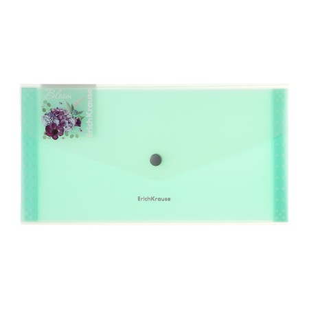 Folder-convert on a 260 x 132 mm button (Travel), 550 μm, Erichkrause "Matt Pastel Bloom", with an extension, 4 compartments, translucent, embossing "sand", mix-1
