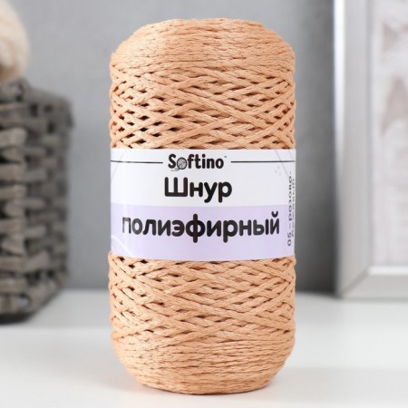 Knitting cord 100% polyester 1mm 200m/75 ± 10g (05 pink-beige)-3