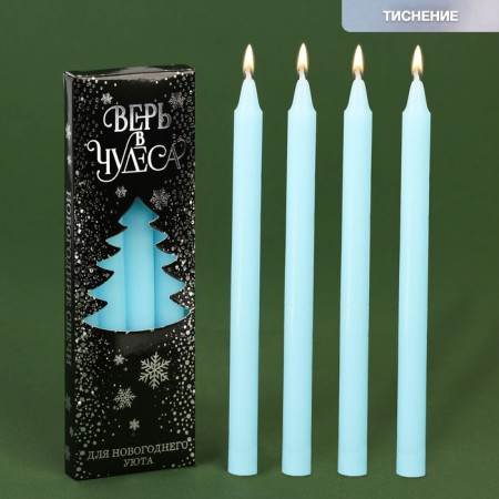 New Year's wax candles “New Year: Believe miracles”, set 4 pcs., Blue, 15 x 1 x 1 cm.-1