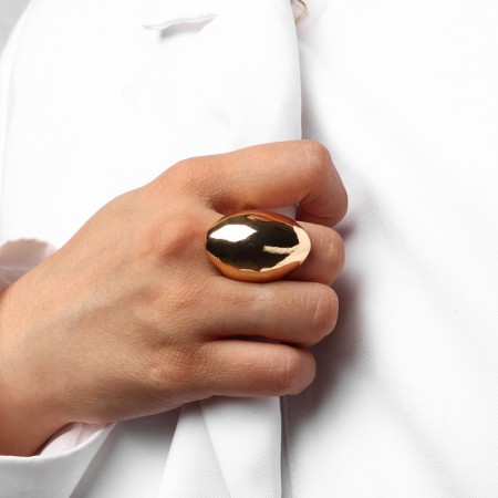 Ring metal "Trend" dome, color gold, size 17-2