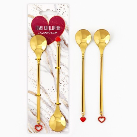 Tablespoons with suspensions “to the one I love very”, 2 pcs., 3 x 15 cm.-1