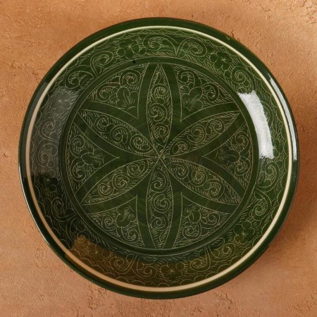Lryagan Round Rishtan Ceramics, Green, 25cm, Mix-4