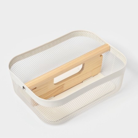 Universal Basket LADOM "Halves", rectangular, with a pen, 32.5 × 24.5 × 11.5 cm, white-4